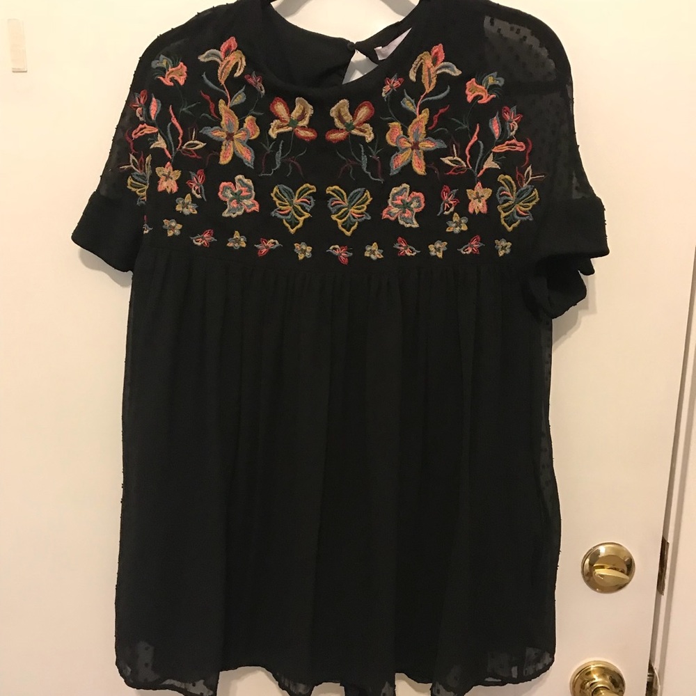 Zara Embroidered Black Romper Dress